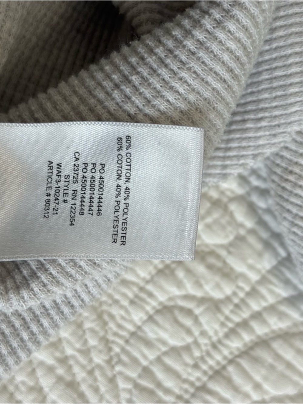 TNA Light Gray Waffle Knit Thermal Curved Hem Long Sleeve Top Large - Picture 8 of 8